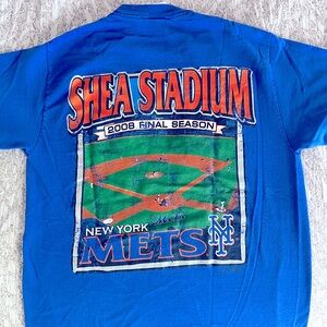 Majestic NY METS SHEA STADIUM 2008 Final Season Commemorative Tshirt